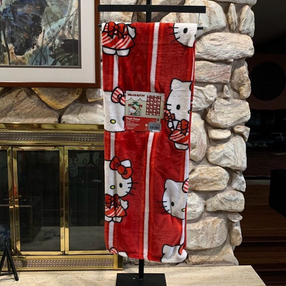 Hello kitty candy cane Christmas blanket